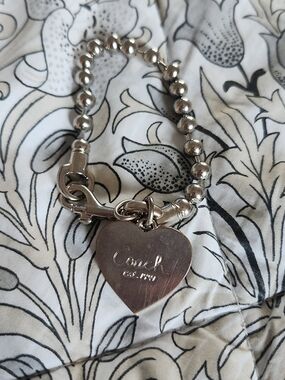 Coach Metal Heart Charm Beaded Bracelet